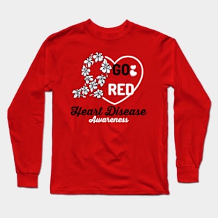 Go Red Heart Disease Awareness Cartoon Long Sleeve T-Shirt